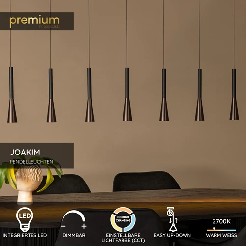 Lucide JOAKIM - Pendelleuchten - LED Dim. - CCT - 7x6,2W 2700K/4000K - Kaffee | Premium - USP